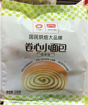 【正阳仓发货】【袋】盼盼卷心小面包抹茶味220g*16
