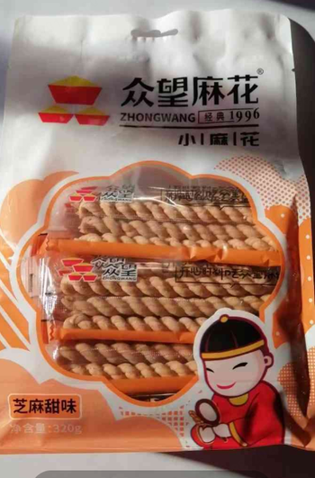 【商丘仓发货】【袋】众望麻花芝麻甜味350g*10